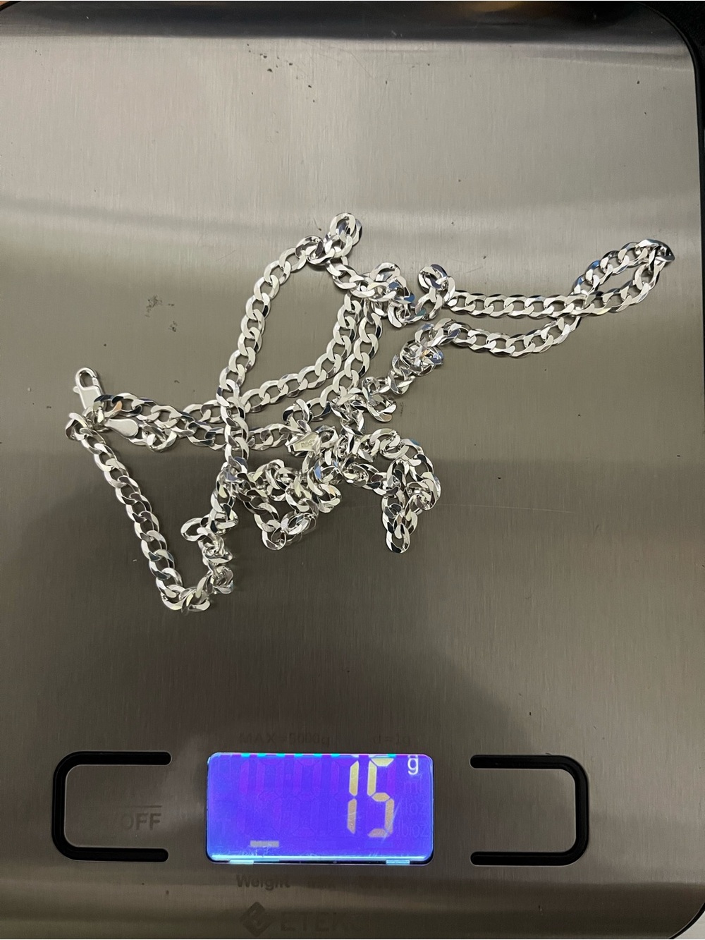 Shiny Silver Cuban Link Chain Necklace